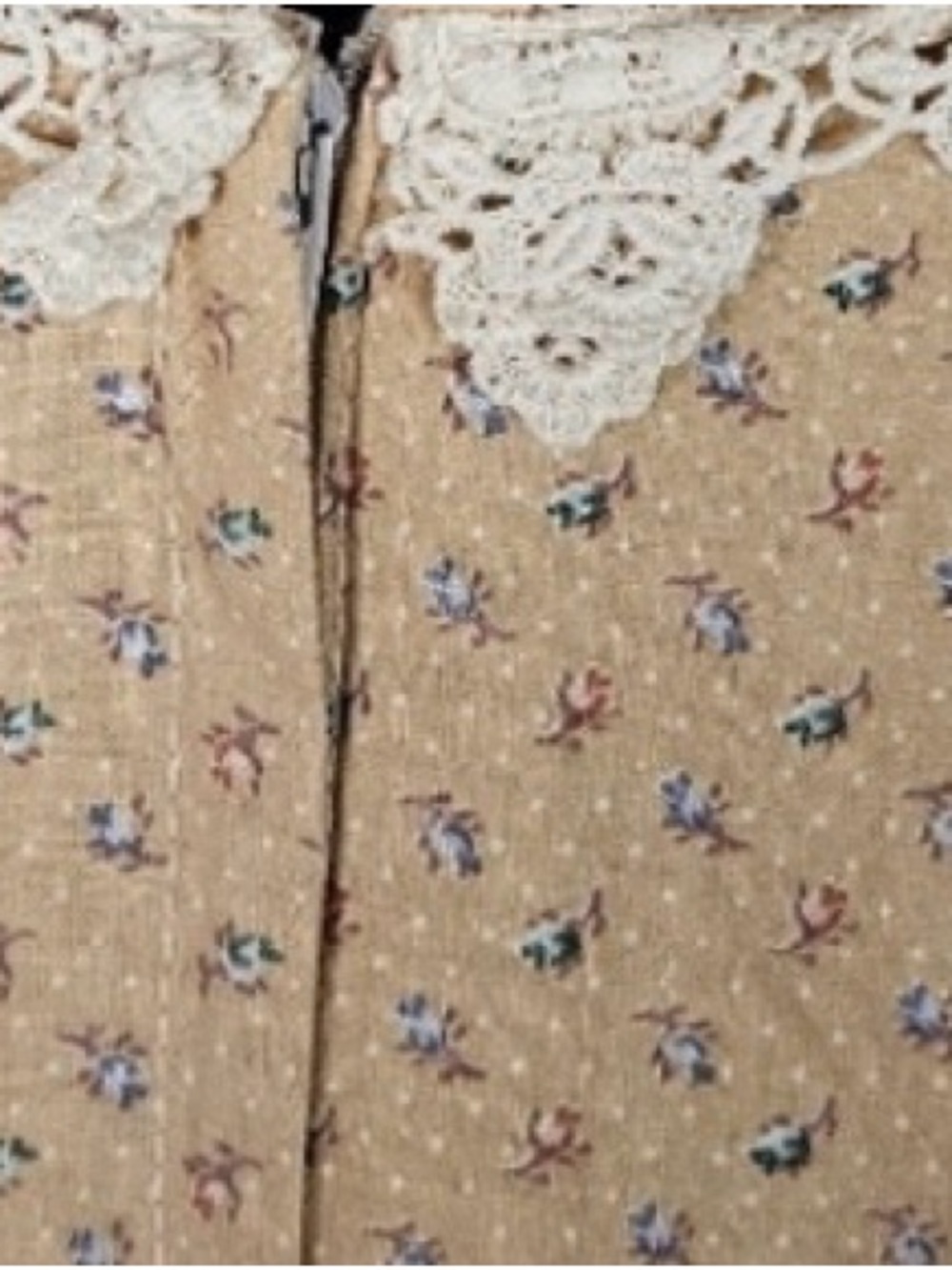 Gunne Sax - vintage 70s prairie dress -velvet bodice - tan calico - XXS - Picture 10 of 13